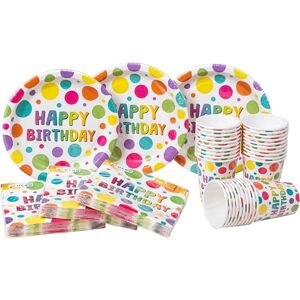 Heku Zestaw jednorazowego użytku, 120-częściowy z motywem Birthday Dots, w zestawie papierowe talerze, kubki imprezowe (0,25 l) i serwetki (33 x 33 cm), idealny na imprezy, wieczory przy grillu i Heku Zestaw jednorazowego użytku, 120-częściowy z motywem Birthday Dots, w zestawie papierowe talerze, kubki imprezowe (0,25 l) i serwetki (33 x 33 cm), idealny na imprezy, wieczory przy grillu i