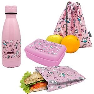 NERTHUS FIH 1027 zestaw butelka ze stali nierdzewnej dwuścienna lunchbox torba na sandwich i plecak dziecięcy jednorożce idealny do szkoły NERTHUS FIH 1027 zestaw butelka ze stali nierdzewnej dwuścienna lunchbox torba na sandwich i plecak dziecięcy jednorożce idealny do szkoły