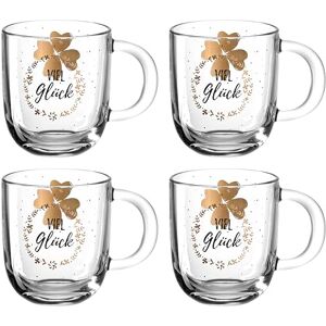 Leonardo HOME 046452 EMOZIONE kubek 400 ml wielokolorowy 'Powodzenia' zestaw 4 sztuk, szkło Leonardo HOME 046452 EMOZIONE kubek 400 ml wielokolorowy 'Powodzenia' zestaw 4 sztuk, szkło