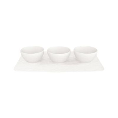 Villeroy & Boch Villeroy und Boch Manufakture Rock Blanc 4-częściowy zestaw misek do dipów i przekąsek finger food, porcelana premium, nadaje się do mycia w zmywarce, kolor biały Villeroy & Boch Villeroy und Boch Manufakture Rock Blanc 4-częściowy zestaw misek do dipów i przekąsek finger food, porcelana premium, nadaje się do mycia w zmywarce, kolor biały