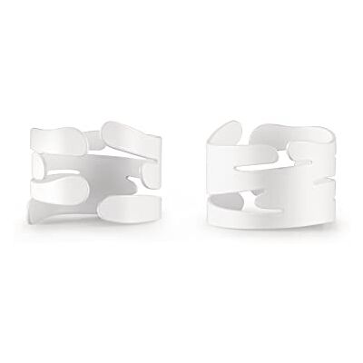 Alessi Barkring BM17S2 W zestaw dwóch designerskich uchwytów na serwetki z dekoracją inspirowaną naturą, w kolorze stali z żywicą epoksydową, biały Alessi Barkring BM17S2 W zestaw dwóch designerskich uchwytów na serwetki z dekoracją inspirowaną naturą, w kolorze stali z żywicą epoksydową, biały
