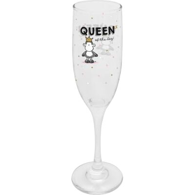 Sheepworld Kieliszek do szampana Queen of the day 74719 kieliszek do szampana z nadrukiem, wysokość 22,3 cm, 20 ml, w pudełku prezentowym, prezent urodzinowy, dla przyjaciółki Sheepworld Kieliszek do szampana Queen of the day 74719 kieliszek do szampana z nadrukiem, wysokość 22,3 cm, 20 ml, w pudełku prezentowym, prezent urodzinowy, dla przyjaciółki