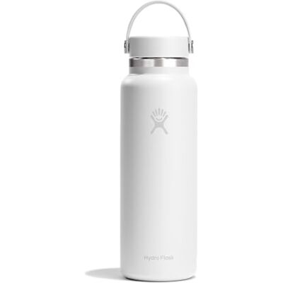 Hydro Flask Szeroka zakrętka 1,182 ml (1,134.0 g) butelka stal nierdzewna, szczelna izolowana zimna 24 godziny i ciepła 12 godzin biała Hydro Flask Szeroka zakrętka 1,182 ml (1,134.0 g) butelka stal nierdzewna, szczelna izolowana zimna 24 godziny i ciepła 12 godzin biała