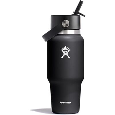 Hydro Flask 680.4 g szeroka elastyczna słomka podróżna butelka czarna Hydro Flask 680.4 g szeroka elastyczna słomka podróżna butelka czarna
