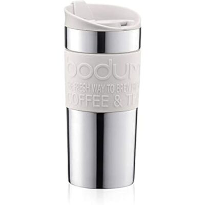 Bodum Travel Mug kubek termiczny ze stali szlachetnej (podwójne ścianki, nadaje się do mycia w zmywarce, poj. 0,35 l), off white Bodum Travel Mug kubek termiczny ze stali szlachetnej (podwójne ścianki, nadaje się do mycia w zmywarce, poj. 0,35 l), off white
