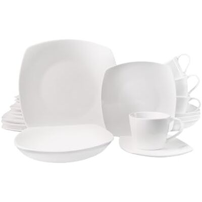 ECHTWERK 30-częściowy serwis kombi "Classic", nowoczesne wzornictwo, elegancki biały zestaw naczyń z porcelany z 6 talerzami obiadowymi, 6 x talerzykami dodatkowymi, 6 x talerz do zupy, 6 x filiżanka ECHTWERK 30-częściowy serwis kombi "Classic", nowoczesne wzornictwo, elegancki biały zestaw naczyń z porcelany z 6 talerzami obiadowymi, 6 x talerzykami dodatkowymi, 6 x talerz do zupy, 6 x filiżanka