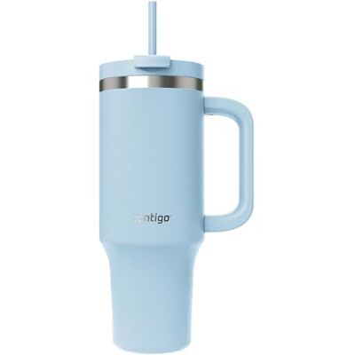Contigo Streeterville Szklanka, 1,18 l, izolowana butelka na wodę ze stali nierdzewnej ze słomką i szczelną pokrywką, lodowiec Contigo Streeterville Szklanka, 1,18 l, izolowana butelka na wodę ze stali nierdzewnej ze słomką i szczelną pokrywką, lodowiec