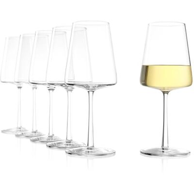 Stölzle Lausitz Kieliszki do Białego Wina Power Zestaw 6 Szt., 400 ml – Nowoczesne Kieliszki na Maksymalny Rozwój Aromatów – Eleganckie Kryształowe Kieliszki – Można Myć w Zmywarce, Wytrzymałe Stölzle Lausitz Kieliszki do Białego Wina Power Zestaw 6 Szt., 400 ml – Nowoczesne Kieliszki na Maksymalny Rozwój Aromatów – Eleganckie Kryształowe Kieliszki – Można Myć w Zmywarce, Wytrzymałe