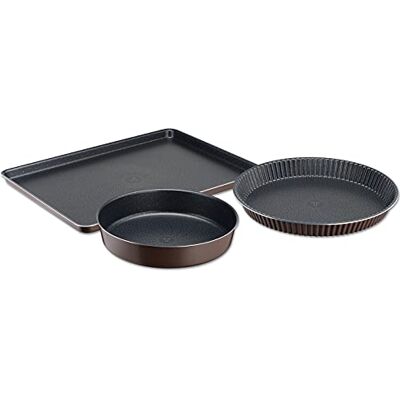 Tefal Perfectbake Y4485FA zestaw 3 foremek, 30 cm, blacha do pieczenia 24 cm, blacha do pieczenia 38 x 28 cm, nieprzywierająca forma do ciasta, aluminium w 100% z recyklingu, łatwe wyjmowanie Tefal Perfectbake Y4485FA zestaw 3 foremek, 30 cm, blacha do pieczenia 24 cm, blacha do pieczenia 38 x 28 cm, nieprzywierająca forma do ciasta, aluminium w 100% z recyklingu, łatwe wyjmowanie