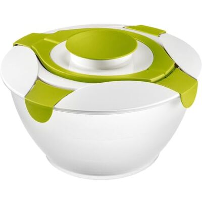 Westmark Miska do sałatek z uchwytami i pojemnikiem na dressing, Pojemność: 6,5 litra, Tworzywo sztuczne, Praktika, Przezroczysty/Biały/Zielony, 2422227A Westmark Miska do sałatek z uchwytami i pojemnikiem na dressing, Pojemność: 6,5 litra, Tworzywo sztuczne, Praktika, Przezroczysty/Biały/Zielony, 2422227A