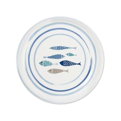 Excelsa North Sea 6-częściowy zestaw porcelanowych talerzy do pizzy, dekoracja niebieskiej ryby, 30,5 cm Excelsa North Sea 6-częściowy zestaw porcelanowych talerzy do pizzy, dekoracja niebieskiej ryby, 30,5 cm