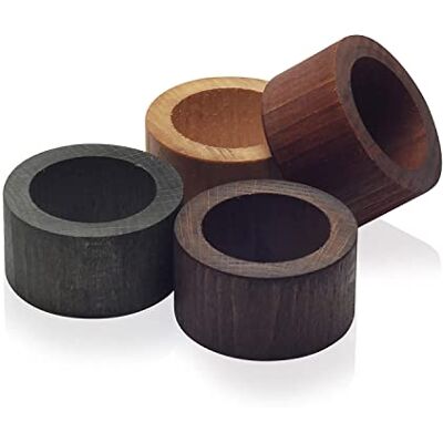 Metaltex 736612 zestaw 4 drewnianych pierścieni na serwetki, różne kolory Metaltex 736612 zestaw 4 drewnianych pierścieni na serwetki, różne kolory