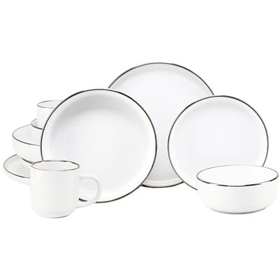 Creatable , 24795, seria Nordic Festive biały, 10-częściowy zestaw naczyń dla 2 osób, serwis kombi z kamionki, nadaje się do mycia w zmywarce i używania w kuchence mikrofalowej, wysokiej jakości Creatable , 24795, seria Nordic Festive biały, 10-częściowy zestaw naczyń dla 2 osób, serwis kombi z kamionki, nadaje się do mycia w zmywarce i używania w kuchence mikrofalowej, wysokiej jakości