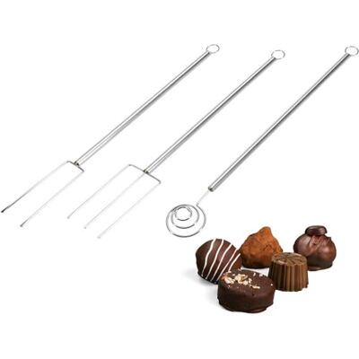 Westmark Chocolate Dipping Set, 3-Częściowy, Sztućce do Domowych Pralin Czekoladowych, Widelec Spiralny i 2 Widelce do Podnoszenia, Przytrzymywania i Nakładania, Stal Nierdzewna Westmark Chocolate Dipping Set, 3-Częściowy, Sztućce do Domowych Pralin Czekoladowych, Widelec Spiralny i 2 Widelce do Podnoszenia, Przytrzymywania i Nakładania, Stal Nierdzewna
