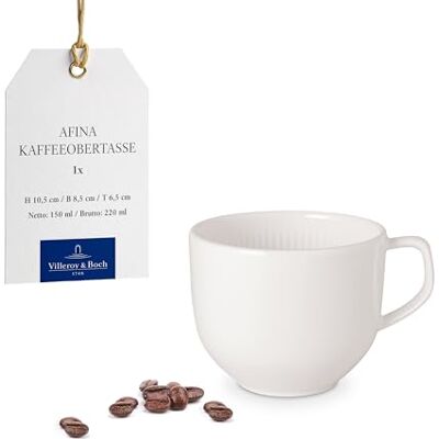 Villeroy & Boch Afina filiżanka do kawy z porcelany Premium, filiżanka do kawy i herbaty, Made in Germany, można myć w zmywarce i używać w kuchence mikrofalowej, możliwość sztaplowania, biała Villeroy & Boch Afina filiżanka do kawy z porcelany Premium, filiżanka do kawy i herbaty, Made in Germany, można myć w zmywarce i używać w kuchence mikrofalowej, możliwość sztaplowania, biała