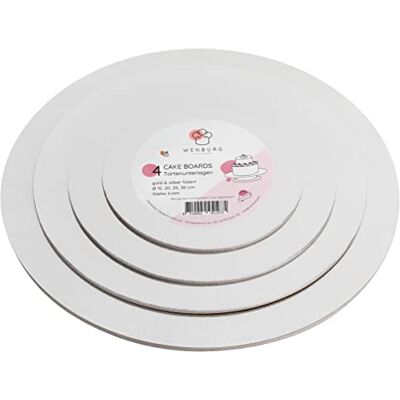 Wenburg Zestaw Premium Cake Board – 4 okrągłe podkładki na tort – 3 mm, złote i srebrne – dwustronne zastosowanie – patera na tort z tektury talerze na tort Wenburg Zestaw Premium Cake Board – 4 okrągłe podkładki na tort – 3 mm, złote i srebrne – dwustronne zastosowanie – patera na tort z tektury talerze na tort