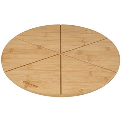 FACKELMANN Drewniana deska do krojenia pizzy, okrągła, 32 cm, z odnawialnego bambusa, rowki do krojenia idealnie jednakowej wielkości kawałków pizzy – deska do pizzy FACKELMANN Drewniana deska do krojenia pizzy, okrągła, 32 cm, z odnawialnego bambusa, rowki do krojenia idealnie jednakowej wielkości kawałków pizzy – deska do pizzy