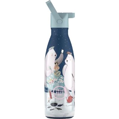 Cool Bottles Termos dla dzieci – butelka na wodę ze stali nierdzewnej – 350 ml – Polar Bears – zimne napoje 36 godzin i gorące napoje 18 godzin – kolorowe tłoczenie – bez BPA Cool Bottles Termos dla dzieci – butelka na wodę ze stali nierdzewnej – 350 ml – Polar Bears – zimne napoje 36 godzin i gorące napoje 18 godzin – kolorowe tłoczenie – bez BPA