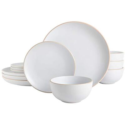 Gibson Rockaway okrągły zestaw naczyń porcelanowych, serwis dla 4 (12 szt.), biały Gibson Rockaway okrągły zestaw naczyń porcelanowych, serwis dla 4 (12 szt.), biały