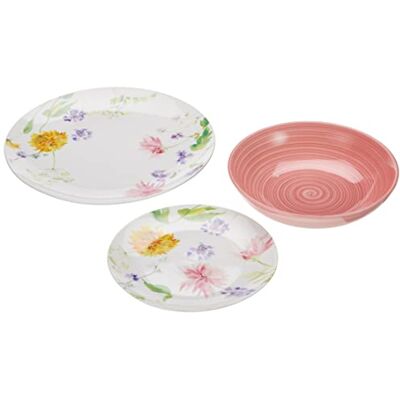 Tognana Audrey serwis talerzy dla 6 osób, 18-częściowy, porcelana, wzór kwiatowy Tognana Audrey serwis talerzy dla 6 osób, 18-częściowy, porcelana, wzór kwiatowy