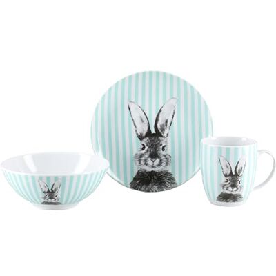 Creatable , 25216, seria Happy Bunny Green, 3-częściowy zestaw naczyń wielkanocnych z porcelany, nadaje się do mycia w zmywarce i używania w kuchence mikrofalowej, Made in Europe Creatable , 25216, seria Happy Bunny Green, 3-częściowy zestaw naczyń wielkanocnych z porcelany, nadaje się do mycia w zmywarce i używania w kuchence mikrofalowej, Made in Europe