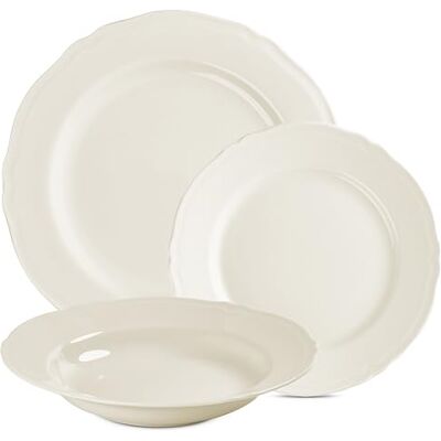 Gerlach Retro Zestaw Talerzy Obiadowych Dla 6 Osób Komplet Porcelanowych Talerzy 18 Elementów Serwis Obiadowy Talerze z Porcelany W Kolorze Kości Słoniowej Gerlach Retro Zestaw Talerzy Obiadowych Dla 6 Osób Komplet Porcelanowych Talerzy 18 Elementów Serwis Obiadowy Talerze z Porcelany W Kolorze Kości Słoniowej