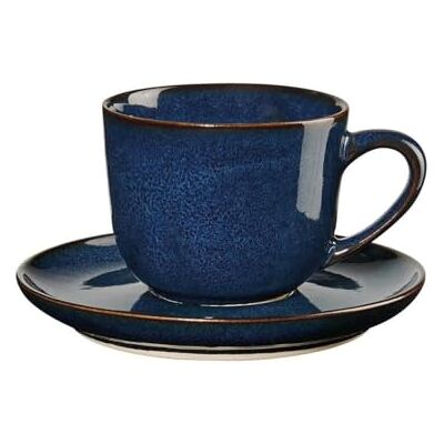 ASA Sezonowa filiżanka do espresso ze spodkiem z kamionki w kolorze Midnight-Blue 0,09 l, wymiary: 8,5 cm x 6,7 cm x 5,5 cm, 27110119 ASA Sezonowa filiżanka do espresso ze spodkiem z kamionki w kolorze Midnight-Blue 0,09 l, wymiary: 8,5 cm x 6,7 cm x 5,5 cm, 27110119