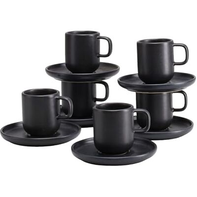 Creatable , 25256, seria Uno Black, 12-częściowy zestaw naczyń dla 6 osób, filiżanka do espresso z kamionki, nadaje się do mycia w zmywarce i używania w kuchence mikrofalowej, wyprodukowano w Creatable , 25256, seria Uno Black, 12-częściowy zestaw naczyń dla 6 osób, filiżanka do espresso z kamionki, nadaje się do mycia w zmywarce i używania w kuchence mikrofalowej, wyprodukowano w