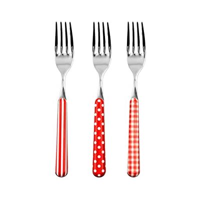 Home Provence Set 6 Widelce Stół ze stali nierdzewnej, Czerwony wystrój Home Provence Set 6 Widelce Stół ze stali nierdzewnej, Czerwony wystrój