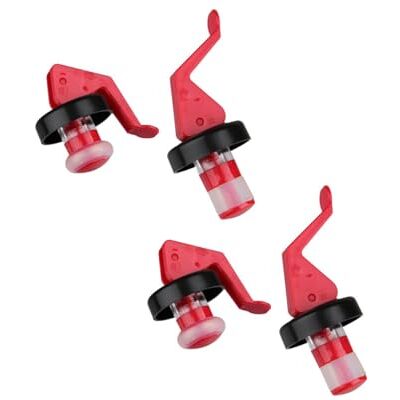 FACKELMANN 9901650 Zestaw 4 korków dźwigniowych, korek dźwigniowy, korek wielokrotnego użytku, plastik, czerwony, 8 cm FACKELMANN 9901650 Zestaw 4 korków dźwigniowych, korek dźwigniowy, korek wielokrotnego użytku, plastik, czerwony, 8 cm