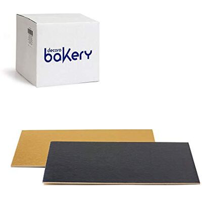 Decora , 5933116 zestaw 50 talerzy Ciasto 30 x 20 x 3 H mm, kolor złoty i czarny, karton, pokryty wodoodporną folią, idealny do prezentacji i serwowania słodyczy Decora , 5933116 zestaw 50 talerzy Ciasto 30 x 20 x 3 H mm, kolor złoty i czarny, karton, pokryty wodoodporną folią, idealny do prezentacji i serwowania słodyczy