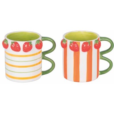 Tivoli Kubek ceramiczny z podwójnym uchwytem, zestaw 2 sztuk, truskawki, Fruit Life Tivoli Kubek ceramiczny z podwójnym uchwytem, zestaw 2 sztuk, truskawki, Fruit Life