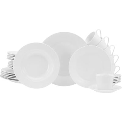 Creatable , Seria Base Weiss, 30-częściowy serwis kombi z porcelany Zestaw naczyń, nadaje się do mycia w zmywarce i używania w kuchence mikrofalowej, wysokiej jakości produkcja, 24533 Creatable , Seria Base Weiss, 30-częściowy serwis kombi z porcelany Zestaw naczyń, nadaje się do mycia w zmywarce i używania w kuchence mikrofalowej, wysokiej jakości produkcja, 24533