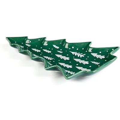 Excelsa Green Winter talerz bożonarodzeniowy w kształcie świerku, ceramiczny Excelsa Green Winter talerz bożonarodzeniowy w kształcie świerku, ceramiczny