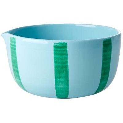 Rice Ceramiczna miska do sałatek niebieska w zielone paski Rice Ceramiczna miska do sałatek niebieska w zielone paski