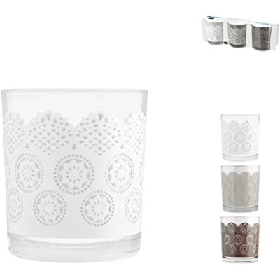 Home Chio 1261600 Szklanki Szkło, Koronkowa dekoracja, 225 CC, 3 Sztuk, Szkło Home Chio 1261600 Szklanki Szkło, Koronkowa dekoracja, 225 CC, 3 Sztuk, Szkło