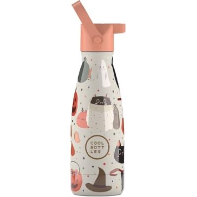 Cool Bottles Termos dla dzieci – butelka na wodę ze stali nierdzewnej – 260 ml – Trick or Treat – zimne napoje przez 36 godzin i gorące napoje 18 godzin – kolorowe tłoczenie – bez BPA Cool Bottles Termos dla dzieci – butelka na wodę ze stali nierdzewnej – 260 ml – Trick or Treat – zimne napoje przez 36 godzin i gorące napoje 18 godzin – kolorowe tłoczenie – bez BPA