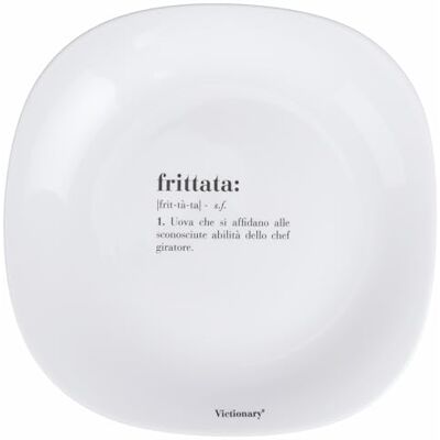 Tivoli Zestaw 6 płaskich talerzy kwadratowych 28 x 28 cm, z mlecznego szkła, Victionary Frittata Tivoli Zestaw 6 płaskich talerzy kwadratowych 28 x 28 cm, z mlecznego szkła, Victionary Frittata