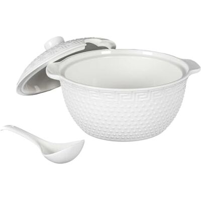 HOME DECO FACTORY , KA0279, 9-częściowy serwis do zup porcelanowych, waza 27 l, chochla i 6 misek, czysty i elegancki design, idealny na obiady i przyjęcia, biały, rozmiar: standardowy HOME DECO FACTORY , KA0279, 9-częściowy serwis do zup porcelanowych, waza 27 l, chochla i 6 misek, czysty i elegancki design, idealny na obiady i przyjęcia, biały, rozmiar: standardowy