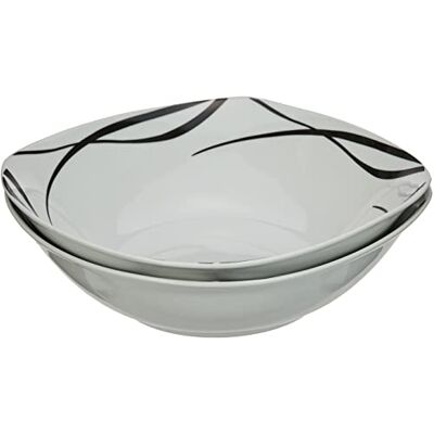 MÄSER 991368 seria Oslo, miska na owoce lub salaterka, zestaw 2 sztuk, klasyczny, ponadczasowy, elegancki, porcelanowy, czarno-biały MÄSER 991368 seria Oslo, miska na owoce lub salaterka, zestaw 2 sztuk, klasyczny, ponadczasowy, elegancki, porcelanowy, czarno-biały