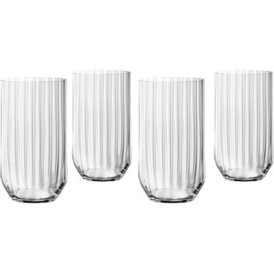 Spiegelau 4-częściowy zestaw szklanek do long drinków, szklanki koktajlowe, szkło kryształowe, 445 ml, liniowe, 4940179 Spiegelau 4-częściowy zestaw szklanek do long drinków, szklanki koktajlowe, szkło kryształowe, 445 ml, liniowe, 4940179