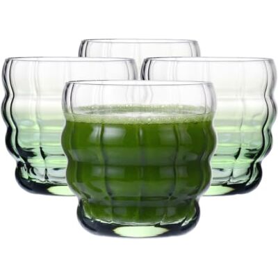 KROSNO Szklanki do latte 4 szt. 330 ml, kolekcja Matcha Moments – Zielone szklanki do herbaty i kawy, kryształ bez ołowiu – Nowoczesny design, można myć w zmywarce KROSNO Szklanki do latte 4 szt. 330 ml, kolekcja Matcha Moments – Zielone szklanki do herbaty i kawy, kryształ bez ołowiu – Nowoczesny design, można myć w zmywarce