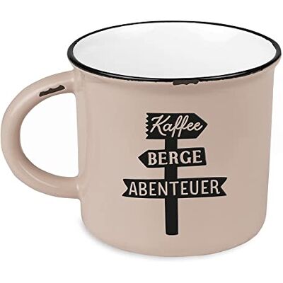 Grafik Werkstatt Filiżanka do kawy w stylu vintage, ceramiczny kubek do podarowania, alpejski, 400 ml, do kawy, góry, przygody Grafik Werkstatt Filiżanka do kawy w stylu vintage, ceramiczny kubek do podarowania, alpejski, 400 ml, do kawy, góry, przygody