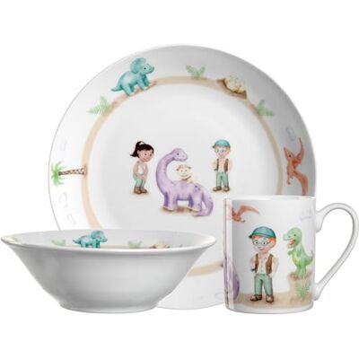 Leonardo Bambini Avventura 3-częściowy zestaw naczyń dla dzieci – naczynia dla dzieci z porcelany – nadają się do mycia w zmywarce, kuchenki mikrofalowej, wytrzymałe – zestaw 3 misek, filiżanek i Leonardo Bambini Avventura 3-częściowy zestaw naczyń dla dzieci – naczynia dla dzieci z porcelany – nadają się do mycia w zmywarce, kuchenki mikrofalowej, wytrzymałe – zestaw 3 misek, filiżanek i