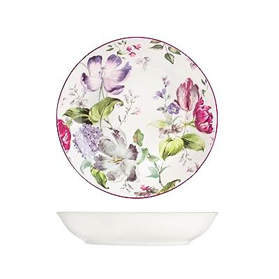 H&H Madam Zestaw 12 Talerz na dna, Porcelana, Kwiatowy, Biały, 21cm H&H Madam Zestaw 12 Talerz na dna, Porcelana, Kwiatowy, Biały, 21cm