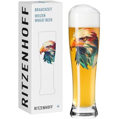RITZENHOFF 3481014 Szklanka do piwa pszenicznego, seria 500 ml, motyw zwierzęcy, orzeł, druk cyfrowy wielokolorowy Made in Germany RITZENHOFF 3481014 Szklanka do piwa pszenicznego, seria 500 ml, motyw zwierzęcy, orzeł, druk cyfrowy wielokolorowy Made in Germany