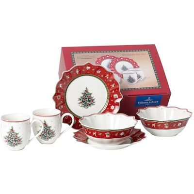 Villeroy & Boch Toy's Delight Serwis śniadaniowy dla maksymalnie 2 osób „Breakfast for Two”, 6-częściowy, porcelana premium, czerwony Villeroy & Boch Toy's Delight Serwis śniadaniowy dla maksymalnie 2 osób „Breakfast for Two”, 6-częściowy, porcelana premium, czerwony