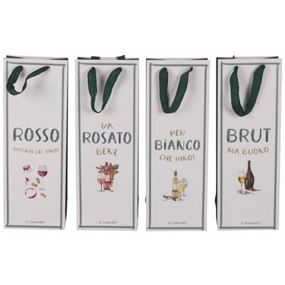Tivoli Zestaw 24 papierowych torebek na butelkę wina z tkaniny, uchwyty 14 x 9 x 39 cm, Le Travisate Tivoli Zestaw 24 papierowych torebek na butelkę wina z tkaniny, uchwyty 14 x 9 x 39 cm, Le Travisate