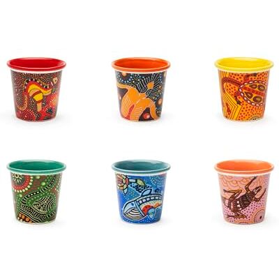 Excelsa Aboriginal zestaw 6 szklanek do kawy, porcelana, pojemność 90 ml, różne dekoracje Excelsa Aboriginal zestaw 6 szklanek do kawy, porcelana, pojemność 90 ml, różne dekoracje