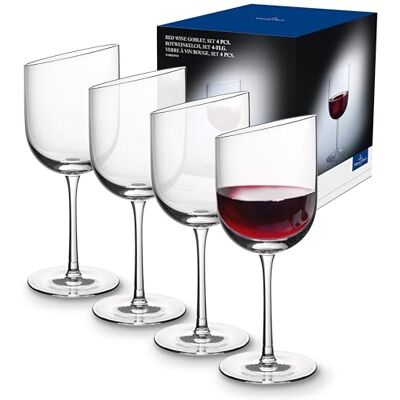 Villeroy & Boch NewMoon zestaw kieliszków do czerwonego wina, 4-częściowy, elegancki, 405 ml, po brzegach, nowoczesne kieliszki do czerwonego wina na każdy dzień, szkło kryształowe, przezroczyste, nadają się do mycia w zmywarce Villeroy & Boch NewMoon zestaw kieliszków do czerwonego wina, 4-częściowy, elegancki, 405 ml, po brzegach, nowoczesne kieliszki do czerwonego wina na każdy dzień, szkło kryształowe, przezroczyste, nadają się do mycia w zmywarce